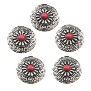 5 Pcs Flower Buttons Leather Decorative Buttons Imitation Turquoise Buttons Clothes Buttons for Craft Decoration