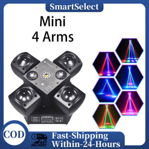 4 Arm Mini Moving Head LED Stage Light RGBW Beam Laser Strobe 3 in 1 Multi Effect Lighting for DJ Performance Disco Bar Family Celebration Party