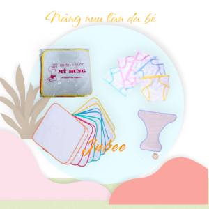 Set 5 Tấm Lót Chống Thấm Mỹ Hưng Cao Cấp và 5 Tã Vải Dán Trắng sơ sinh 0 - 7kg