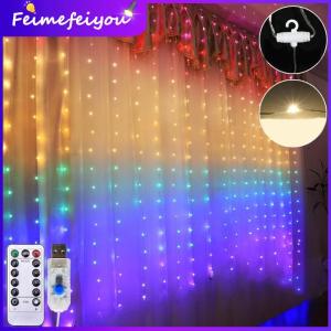 USB LED Fairy curtain Light LED strip Decorative light Rainbow 8 modes with Remote control for Christmas Holiday Wedding Party 5V 1.5x2 meters 3x2.8 meters