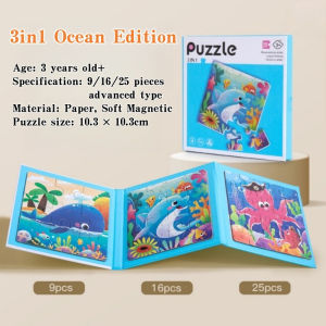 3 in1 Magnetic Puzzle Book for Kids Different Level Magnetic Jigsaw Foldable Puzzle Book Early Educational Toy