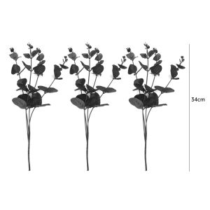 ต้นยูคาลิปตัสสีดำ3มัดเทียมใบใบเงิน4ง่ามพืชดอกไม้ประดิษฐ์ตกแต่งงานปาร์ตีสำหรับการตกแต่งบ้านปาร์ตี้ฮาโลวีนคริสมาสต์แต่งงาน