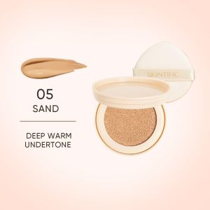 SKINTIFIC Cover All Perfect Air Cushion Foundation 11g (Refillable Compact) – SPF35 PA++++ Physical-Chemical Sunscreen + 5X Ceramide + Centella + Hyaluronic Acid Medium-Full Cover Semi-Matte Cushion