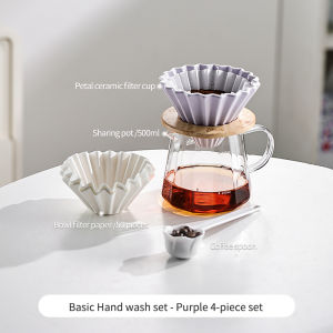 Bincoo Coffee Dripper Set Hand Brewed Coffee Pot Set Sharing Pot Ceramic Filter Cup Hand Brewed Coffee Pot Hand Grinder Set