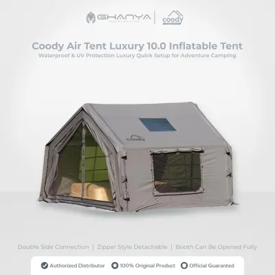 Coody Air Tent Luxury 10.0 Sqm M2 Inflatable Tent (Tenda Praktis) Waterproof & UV Protection Luxury Quick Setup for Adventure Camping / Glamping / Fishing / Bushcraft / Hiking - Grey