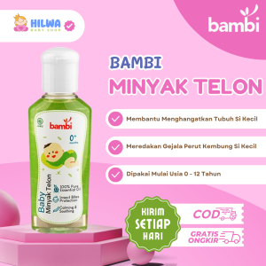 Bambi Baby Minyak Telon 60ml - Minyak Telon Menghangatkan & Meredakan Gejala Kembung Pada Bayi (0+)