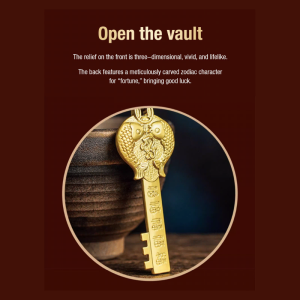 Chinese Zodiac Keychain Gold Alloy Pendant Exquisite Cultural Design for Fortune Wealth Gift Carry Accessory