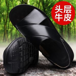 MenS Leather Sandals Made Of Top-Layer Genuine Leather Non-Slip Soft Sole MenS Beach Shoes Dual-Use Casual And Versatile