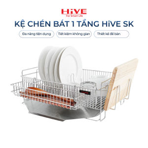 Giá úp chén bát HIVE SK 1 tầng inox cao cấp