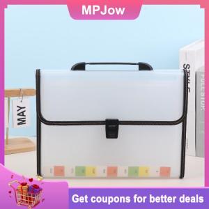 【MPJow】 Large Capacity Waterproof File Transparent Folder Press Button Plastic Data Document Bag Pocket Storage Office Supplies