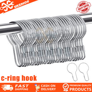 1PC/10PCS C-RING With Lock C Ring Metal Chrome Gourd Hook For CR Shower Curtain Organizer