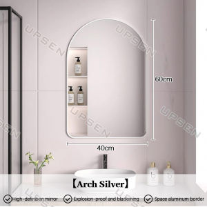 UPSEN Oval Bathroom Mirror Round Bathroom Mirror With Rack Wall Makeup Mirror Vanity Mirror Toilet Mirror