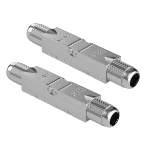 RJ45 Coupler Ethernet Cable Extender for Cat7/Cat6A Tool Less Installation Silver Finish Metal Plate Contact