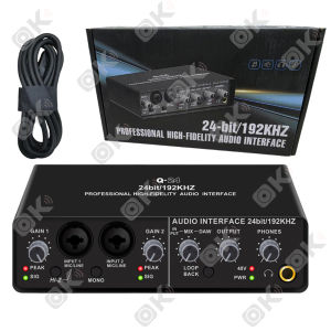 การ์ดเสียง USB Q-24 2 ช่อง XLR/Hi-Z 24bit/192kHz รองรับ 48V บันทึกเสียง ไลฟ์สด มิกซ์เพลง ใช้กับคอมพิวเตอร์ มือถือ