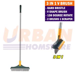 3IN1 Floor brush Magic broom V shape floor cleaning brush Toilet broom brush Berus bilik air Berus toilet 刮刷廁所地板刷子