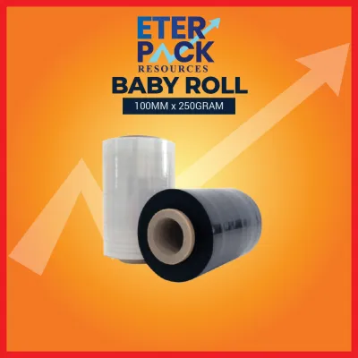 [Ready Stock] Baby Roll Mini Stretch Film 100mm (250g / 350g) Clear Black Small Wrap Plastic Packaging / Eter Pack