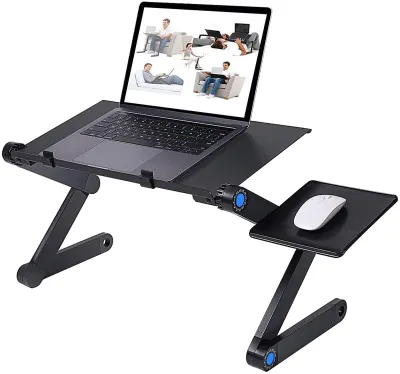 Folding Laptop Desk Adjustable Laptop Stand Portable Table for LaptopBed Tray Table with Mouse Pad Plate Use for Desk Sofa Bed