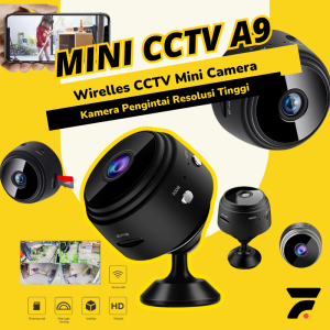 CCTV A9 Mini Nirkabel Wifi Camera Micro 360 Spy Cam Kamera Pengintai Pengawas Pemantau Keamanan Rumah Smart Home Monitoring Security Anti Maling Jarak Jauh Kecil Magentic Magnet Tempel Wireless Baterai FULL HD Infrared Infamerah Night Vision