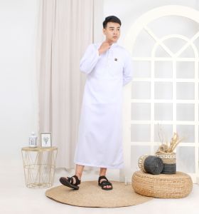Jubah Muslim - Baju Koko Pria - Lengan Panjang Model Terbaru Lebaran Ramadan 2025 Bahan Emboss