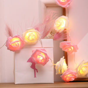 Flashing Rose Flower Fairy Light 20 LED String Lights Pink Valentines Home Decoration Outdoor Fashion Holiday Lighting String Wedding