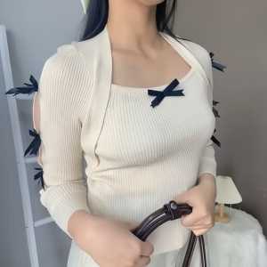 NJ CILA Sweater Rajut Pakaian Wanita Lengan Panjang Dengan Hiasan Pita fashion woman new korean style