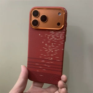 Starry Sky Print Armor Cases for iPhone 17 16 15 Pro Max Mangetic Carbon Fibre Texture Camera Lens Shockproof Hard PC Back Cover