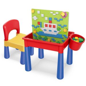 Kids Toy Building Blocks Study Drawing Table Lego Duplo Table & Kids Desk Lego Table