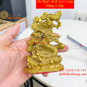 Tượng Rồng Cuộn Mây Bằng Đồng Cao 11cm Ngang 8cm Sâu 4cm Nặng 05kg