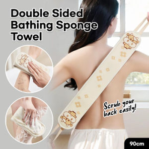 🔥 LY Double Side Bathing Sponge Towel with Hand Held🔥 scrub back side easily 🔥 Length 90cm