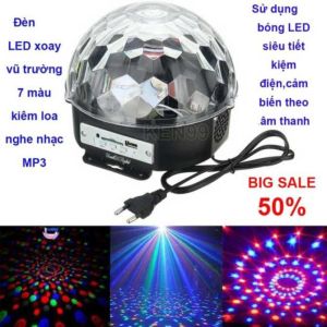 Đèn LED TO nháy theo nhạc có REMOTE tích hợp loa BLUETOOTH đèn cầu nháy theo nhạc xoay 7 màu vũ trường tích hợp loa BLUETOOTH