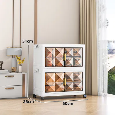 Storage Cabinet White with Pulley Wardrobe Bedroom Living Room Multi layer Storage Cabinet Toy Clothing Bedding Sorting Box Simple Home Storage Cabinet