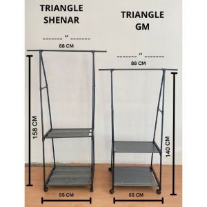 Triangle stand hanger gantungan baju berdiri rak gantung serbaguna Rak susun Hanger Baju Serbaguna dengan Roda