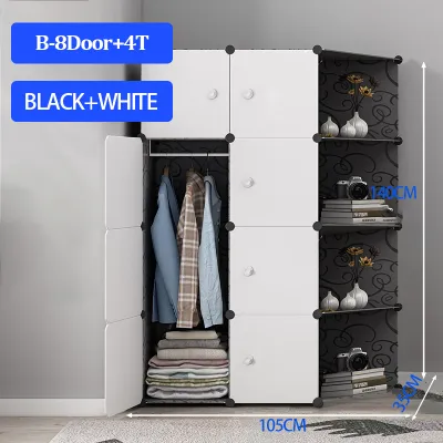 IMUTO DIY Wardrobe Cabinet Clothes Storage With Hanger Shoe Rack Screwless Stackable
