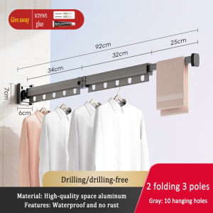 MEIDOO Foldable Drying Rack Invisible Storage Punch-Free Wall-Mounted Drying Rack