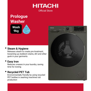 [PRE-ORDER] Hitachi Front Load Steam & Hygiene Front Load Washer 9kg BD-90YFVEM *estimated delivery mid Oct