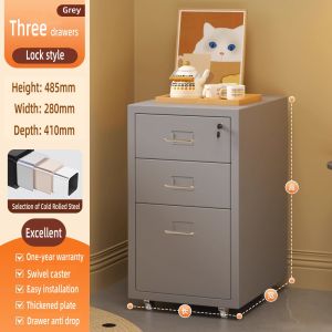 3/5/6 Layer Metal Drawer Cabinet Office File Drawer Cabinet With Lock Home Bedroom Storage Mobile With Wheels