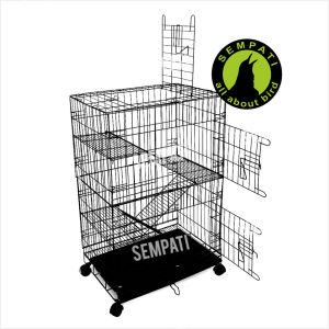SEMPATI Sangkar Kandang Kucing 3 Tingkat Size L Besi Lipat Free Roda Tatakan Portable untuk Kucing Burung Kelinci Hamster Sugar Glider