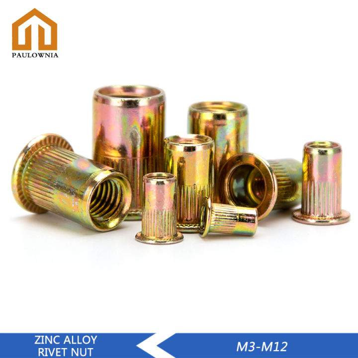 530pcs Zinc Rivet Nuts M3 M4 M5 M6 M8 M10 M12 Flat Head Knurled Screw