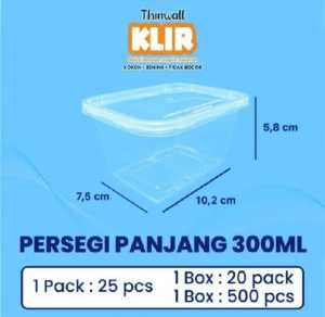J.ONE/Thinwall KLIR Persegi Panjang 200-1500 ML  ML + Tutup / Tempat makan  plastik Per Pack Isi 25 PCS