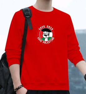 Sale Sweater Keren Kaos Pria Distro Save Gaza Sweatshirt Cowo Elegan Crewneck Trendy Sweter Kekinian