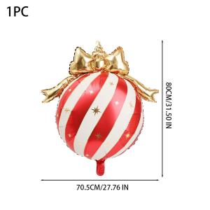 1/5Pcs Christmas Striped Bow Aluminum Film Balloon for Xmas Festival Birthday Gathering Anniversary Background Wall Party Decor