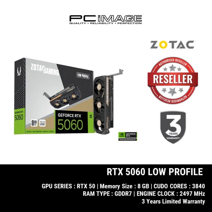 ZOTAC GAMING GEFORCE RTX 5060 LOW PROFILE VERSION GPU GRAPHIC CARD 3+2YR WARRANTY - ZT-B50600L-10L