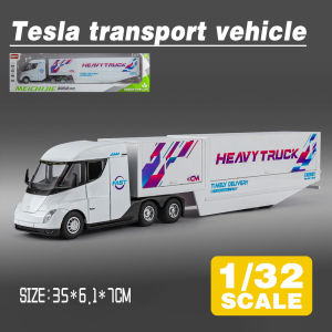 LEO 1:32 Tesla Cargo Transport Truck Diecast Model Car Alloy Cars Toys Collection Gift For Kids Boy Girl