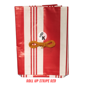 LONA/TRAPAL TOLDA STRIPE RED Roll-Up PVC Tarp na Di Basta Napupunit + WITH ROPE | Pang-araw Ulan at Hangin