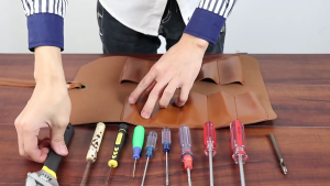 PU Tool Wrench Roll Portable Carry Pouch Workshop Storage Woodworking Tool Organizer Vintage Handmade Bag