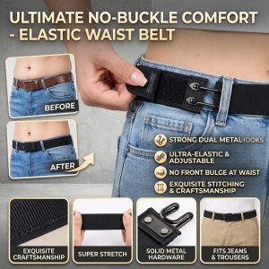 【One-Second Wear】 Elastic Stretch Waist Belt With Metal Hook Portable Comfortable Belt For Men Women Elastic Belt Stretch Belt Waist Belt Metal Hook Belt