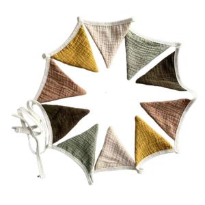 Bunting Banners Cotton Pennant Cloth Bunting Triangle Garland for Wedding Birthday Baby Showers Anniversary Nursery