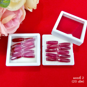 ก้านไม้ขีด ปล้องอ้อย สีทับทิม พลอยอัด สีแดง #5 ขนาด 4.6x14.6mm+- แพ็คละ 8 20 25 เม็ด #Synthetic corundumstone