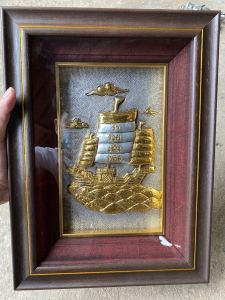 กรอบรูป เรือใบสำเภา เสริมร้าน กิจการ ดุลโลหะ รูปมงคง ร่ำรวยเงินทอง ของเก็บสะสม ของฝาก ของที่ระลึก สินค้าขาย แฮนเมด สินค้าโอทอป