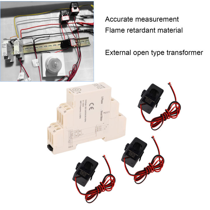 3 Phase Smart Energy Meter with DIN Rail Power Monitor Real Time Data ...